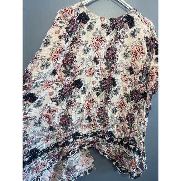 Angie Crop Kimono Women’s Size Medium Floral Boho Purples & Pinks Y2K 100% Rayon - Picture 6 of 6
